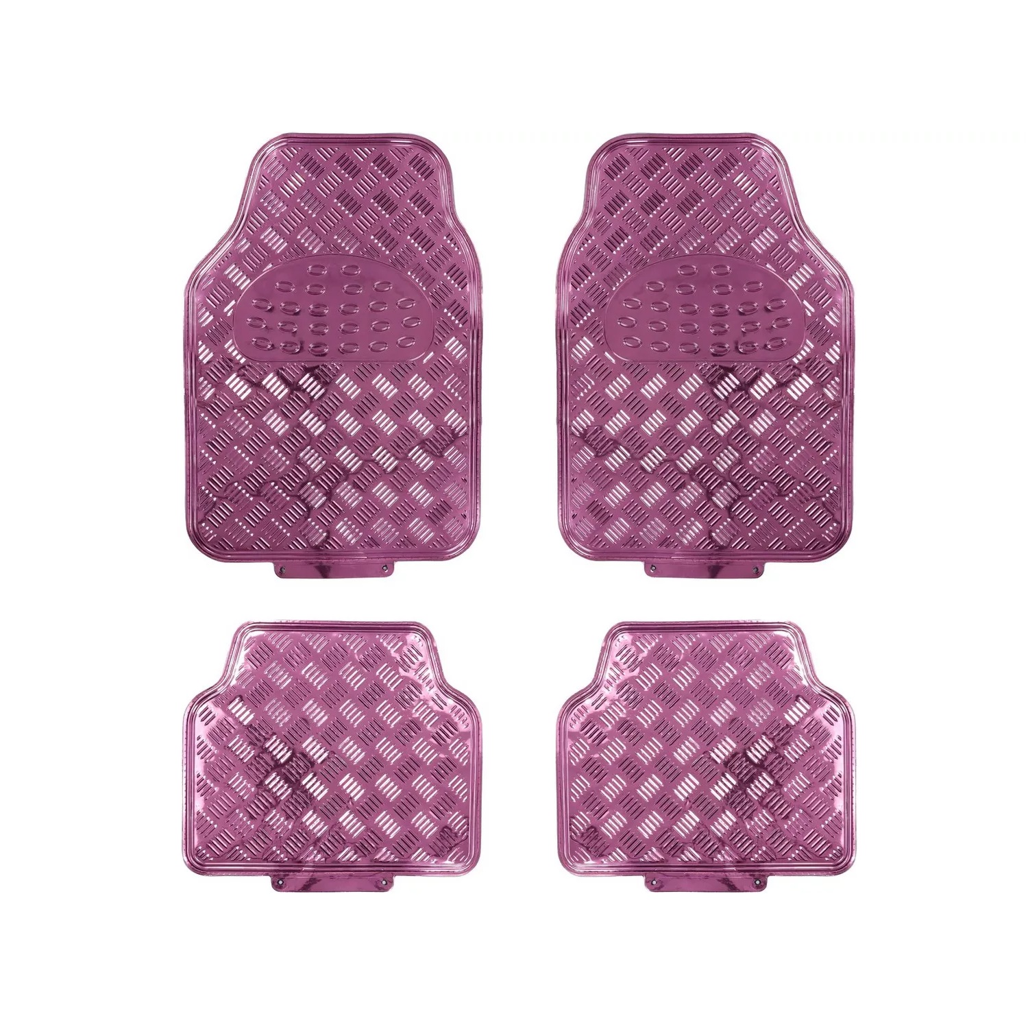 Streetwize 4 Piece Heavy Duty Metallic Check Plate Style Mat Set - Pink
